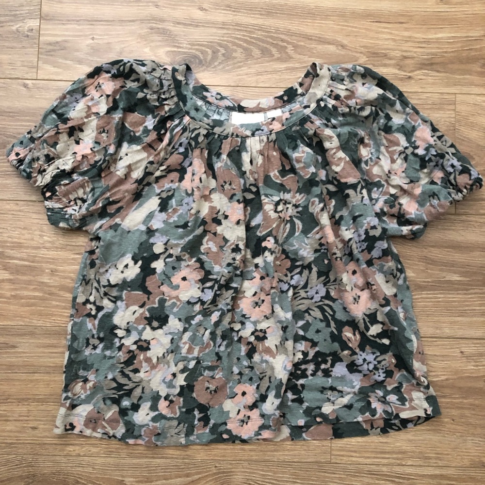 Maeve by Anthropologie puff sleeve floral shirt Size L